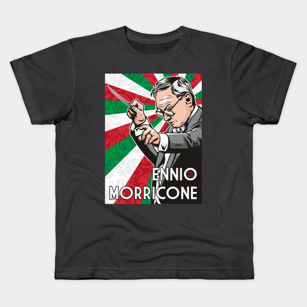 Ennio Morricone Kids T-Shirt by Jamie Lee Art